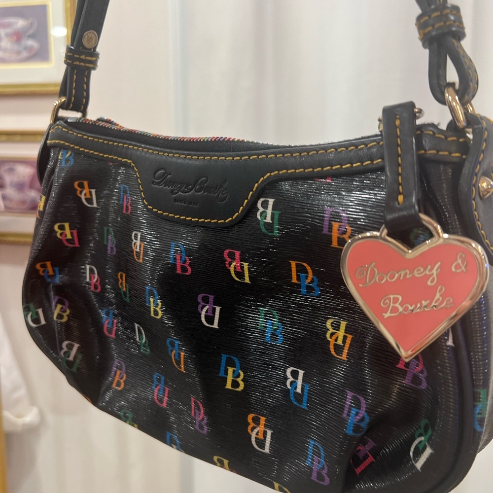 Dooney & Bourke Black Bag with Multicolor Logo - Picture 3 of 7